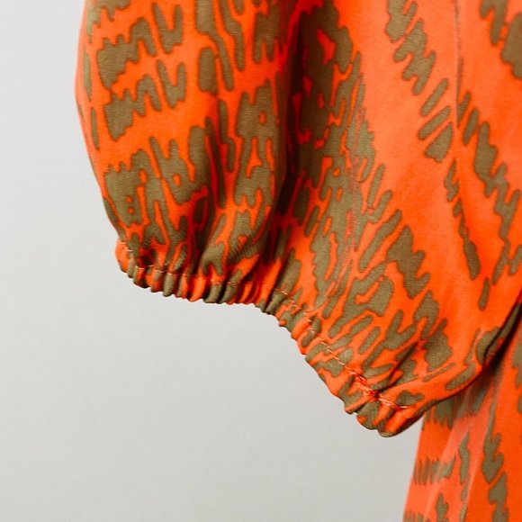 Liz Claiborne Womens XS Polyester Orange Taupe Zig Zag Print Button Down Shirt - Picture 4 of 7